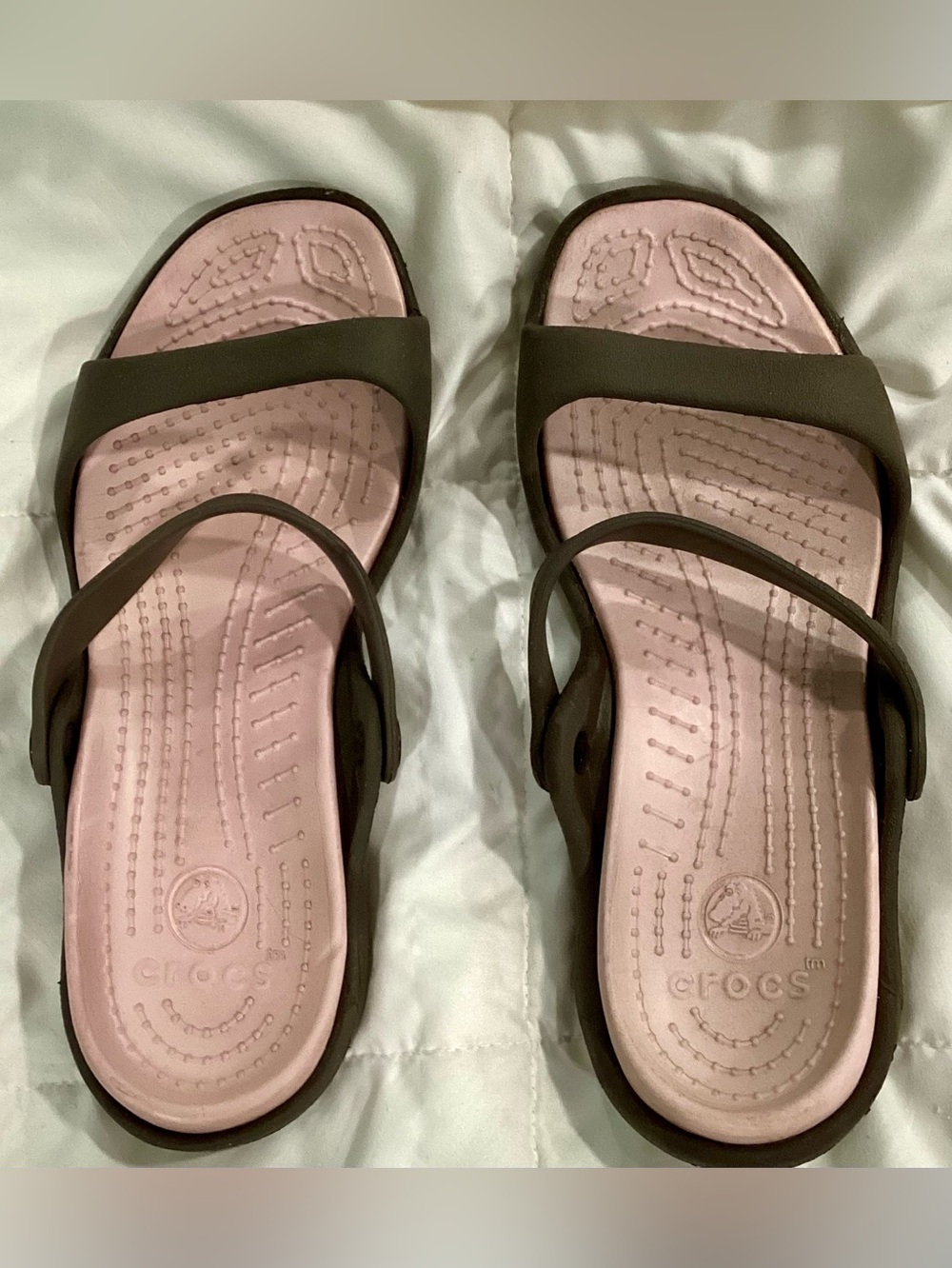 CROCS Women's Size 8 Cleo Sandals in Chocolate and Cotton Candy- Discontinued - Picture 8 of 13